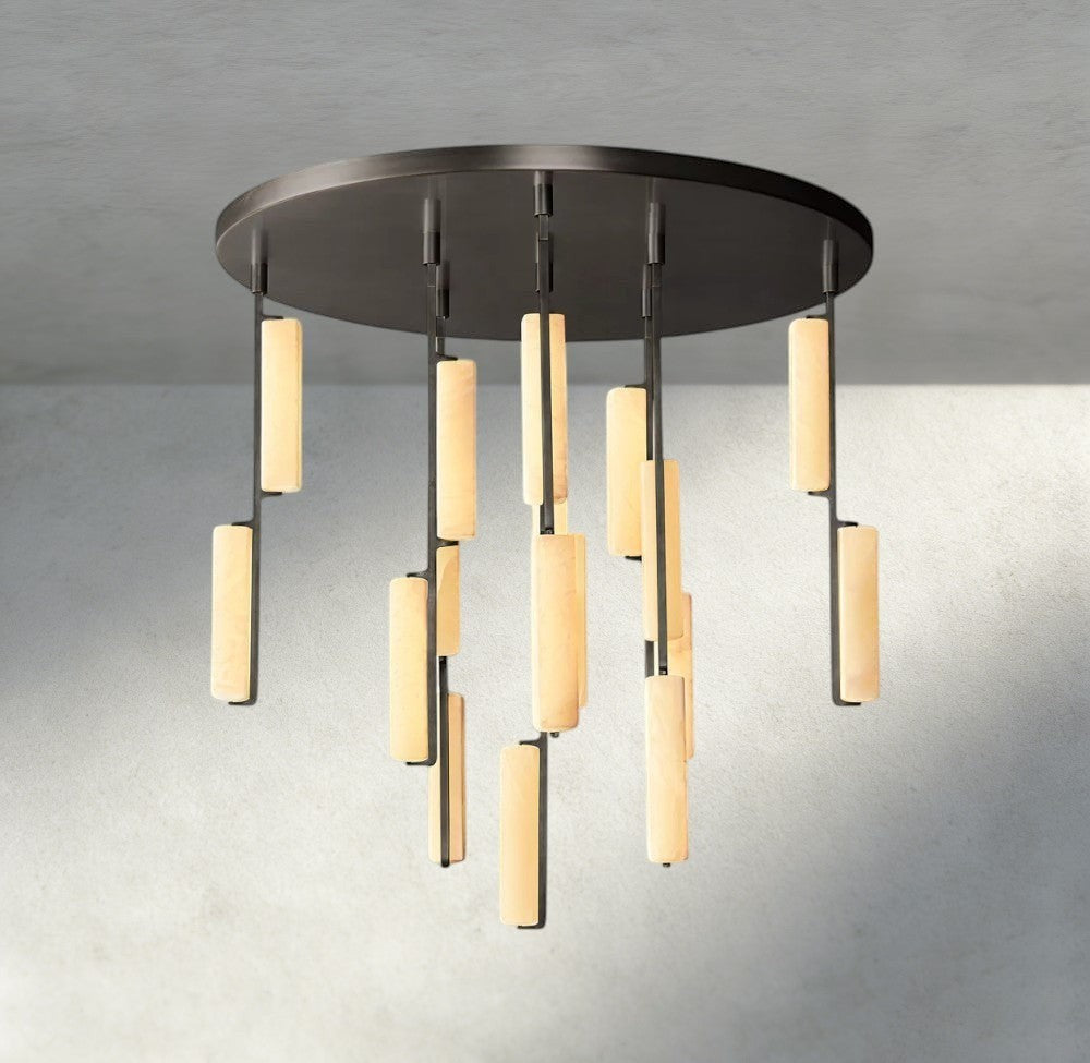 Audubon Alabaster Round Chandelier 24", 40", 56" - Manohaus