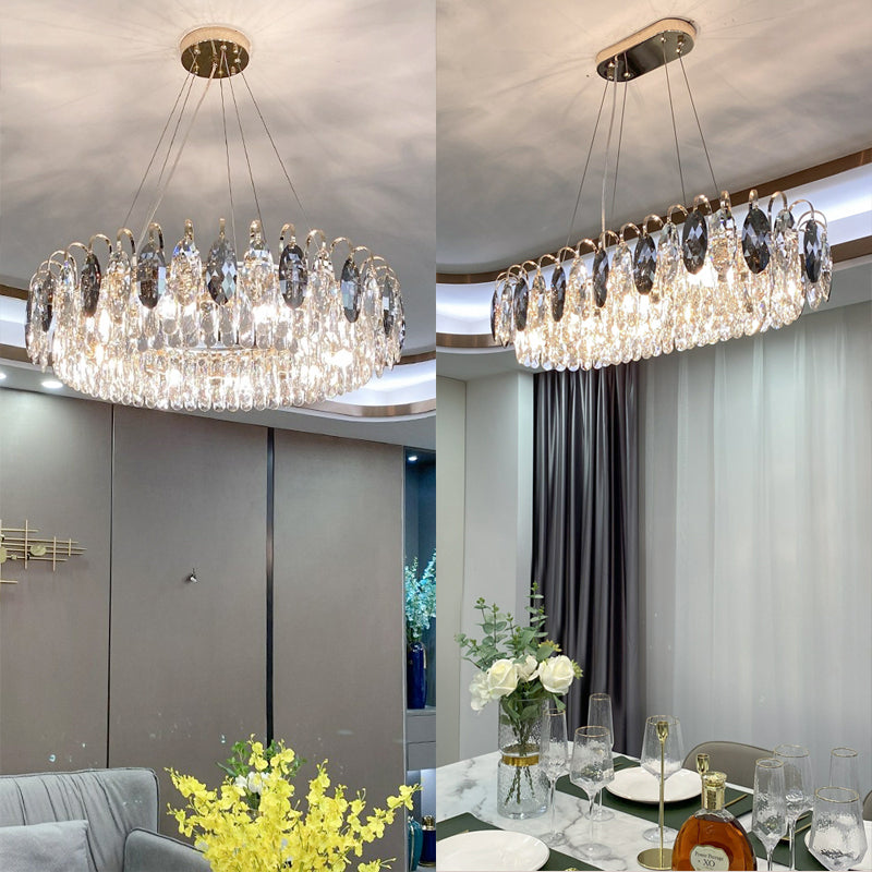 Luxurious K9 Crystal Chandelier Modern Ceiling Light Fixtures Set for Living Room / dining Room