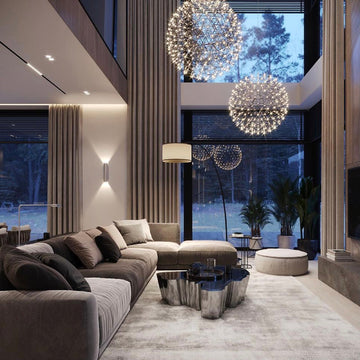 Round Starry Sky Chandelier Light Fire Ball Ceiling Lighting for Living Room / cottage / high-Ceiling