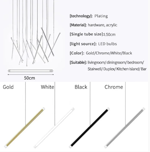 Modern Italian Creative Art Sticks Ceiling Chandelier for Living Room / staircase / hotel Lobby