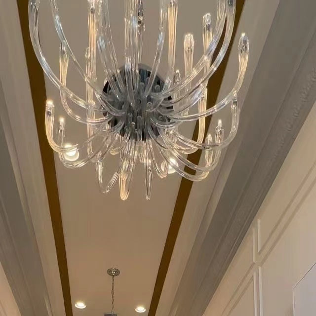 Modern Floral Reeded Glass Chandelier for Living / Dining Room