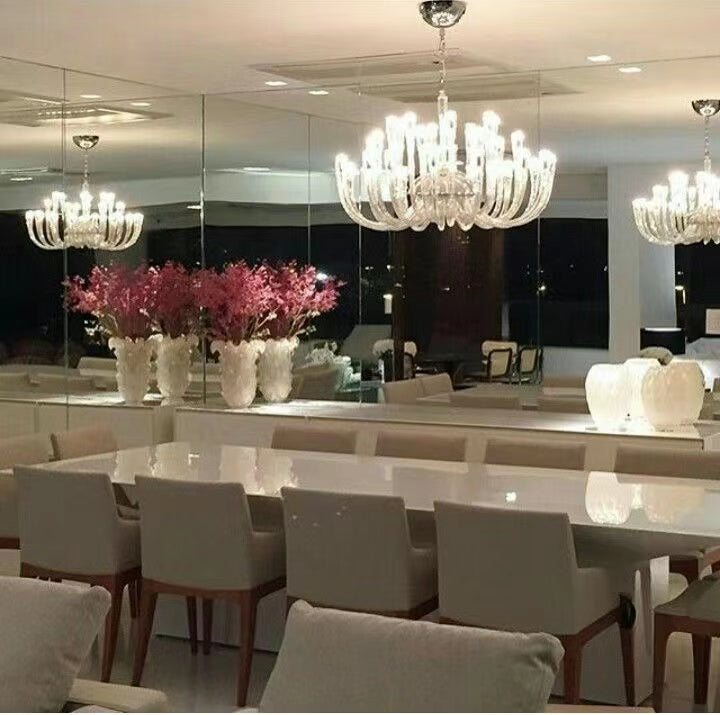 Modern Floral Reeded Glass Chandelier for Living / Dining Room