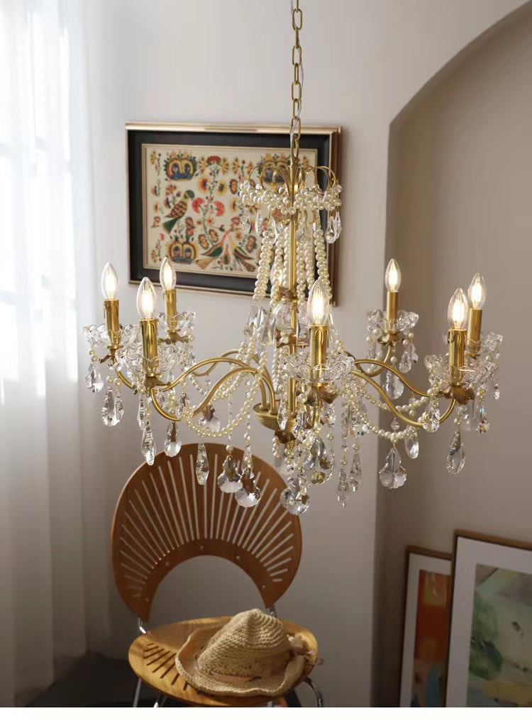 Traditional French Modern Candle Chandelier for Living Room Bedroom