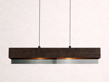 Lena Linear Wood Glass Chandelier 47-Inch62-Inch72-Inchl