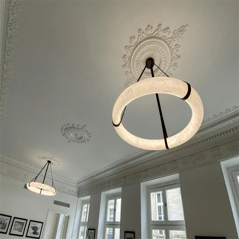 Modern Round Alabaster Chandelier for Living Room / bedroom