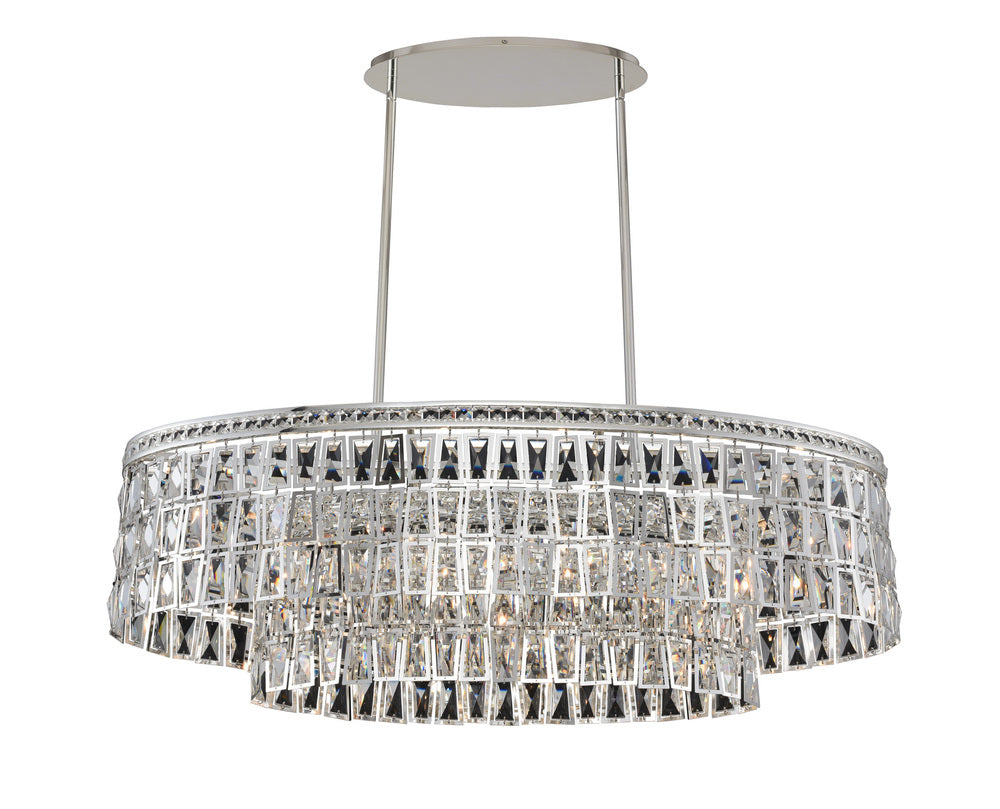 Luxury Round / oval Multi-Tier Crystal Chandelier in Silver Finish