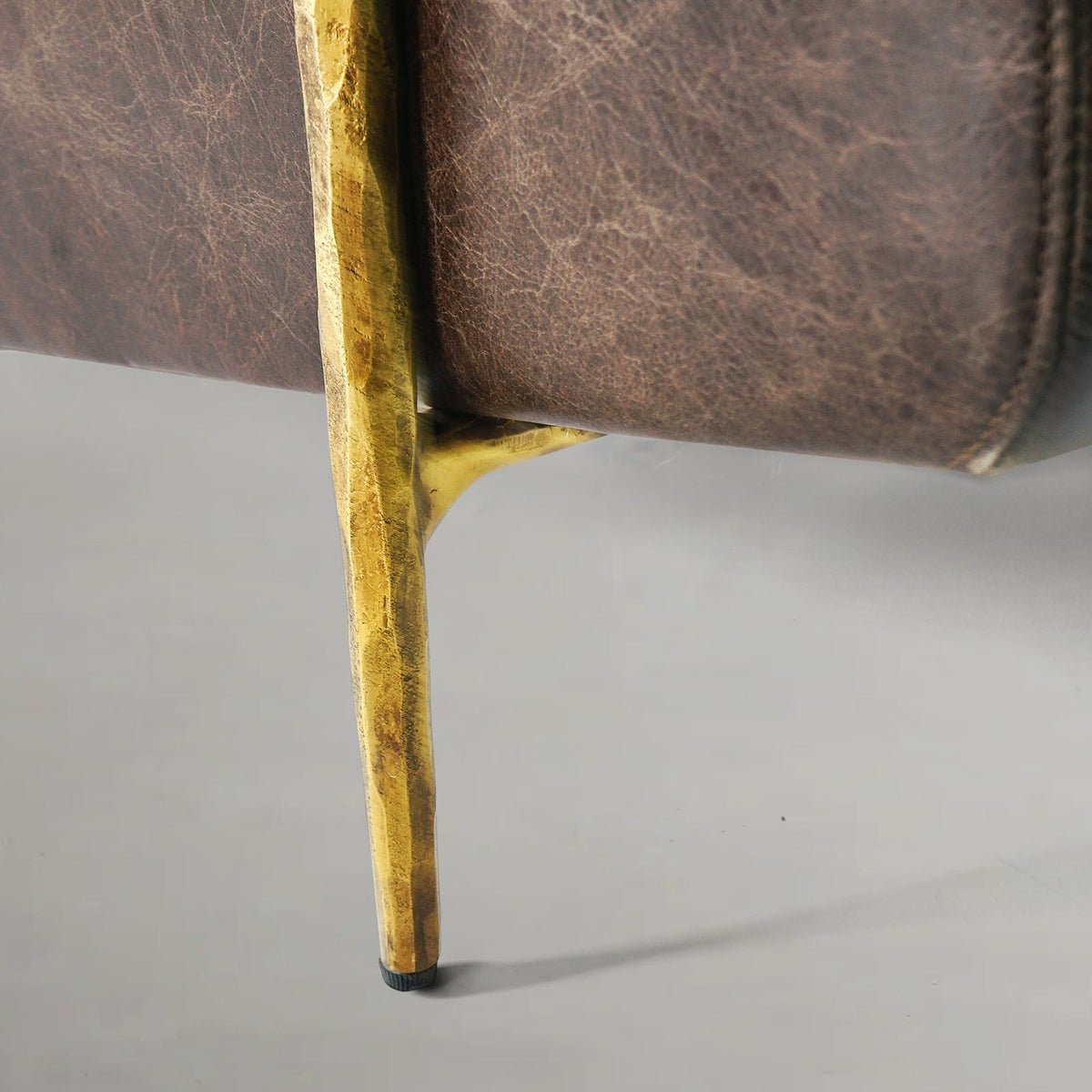 Vintage Forged Genuine Brown Leather Accent Chair