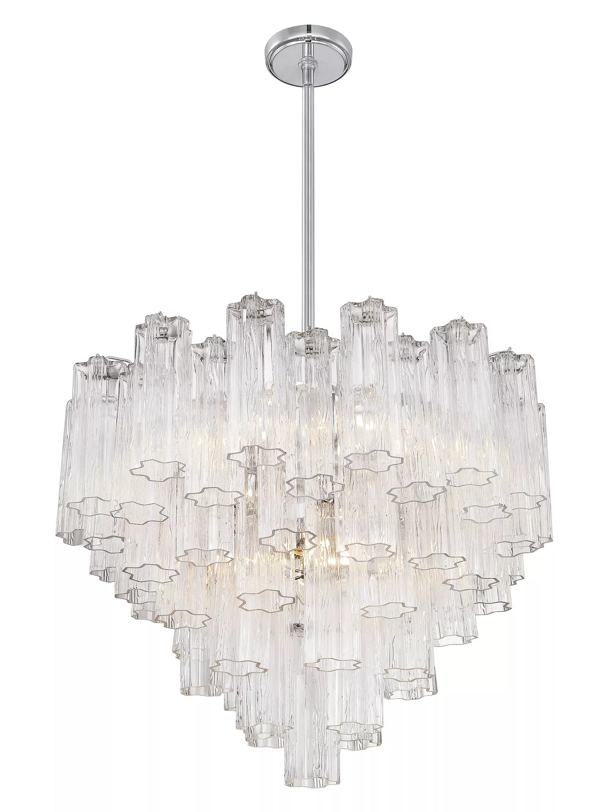 Modern Multi-Tiered Tubular Glass Chandelier for Low-Ceiling