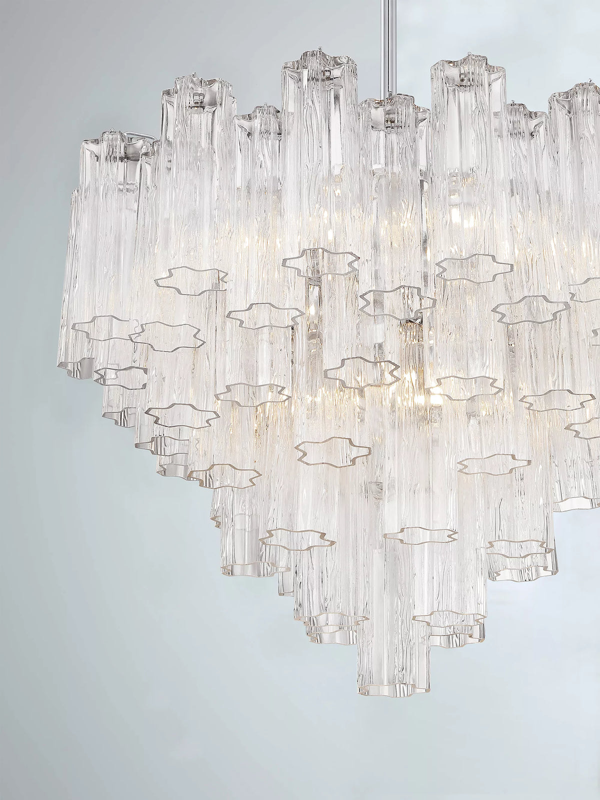 Modern Multi-Tiered Tubular Glass Chandelier for Low-Ceiling