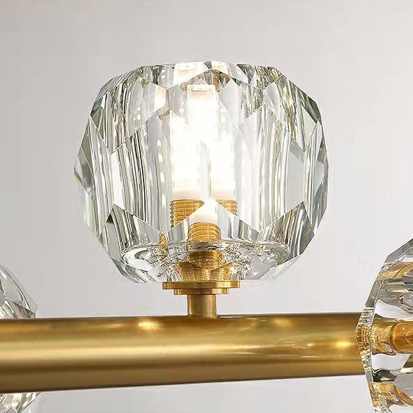 Luxury Pure Copper Chandelier K9 Crystal Dining Room Chandelier Modern Gold Ceiling Popular Molecular Bar