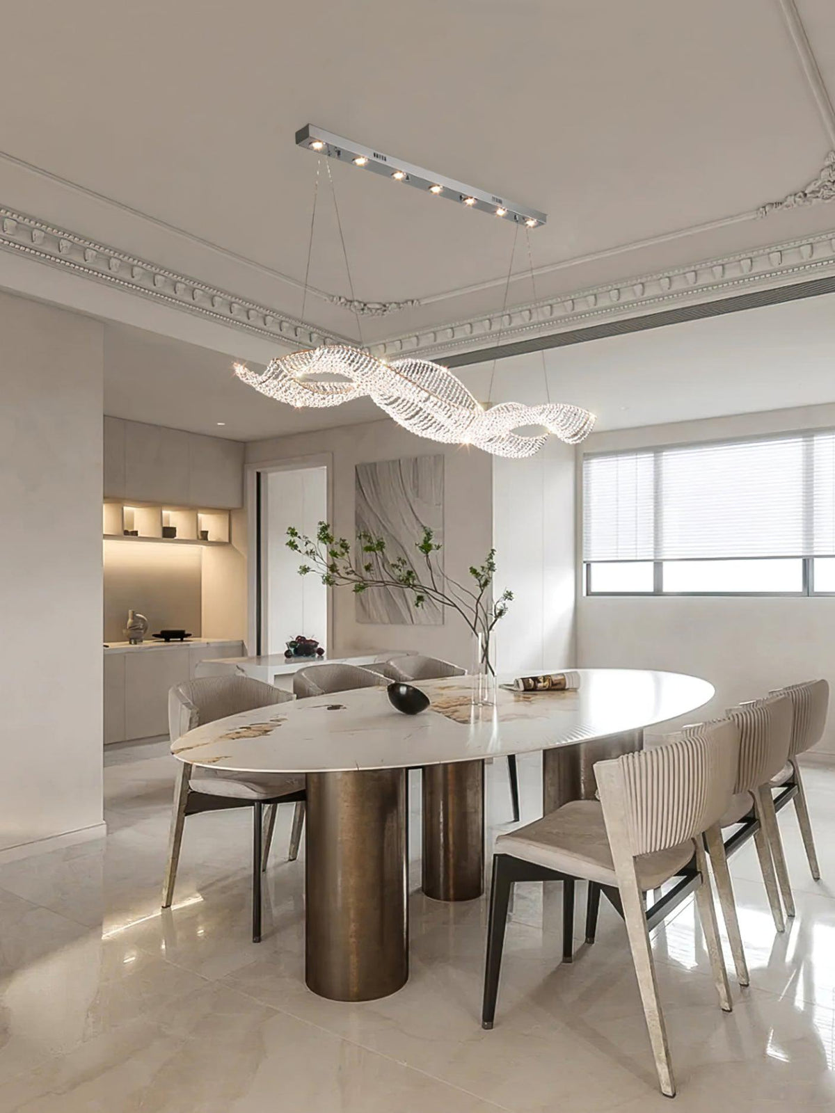 Modern Wavy Crystal Chandelier for Dining Room / kitchen Island