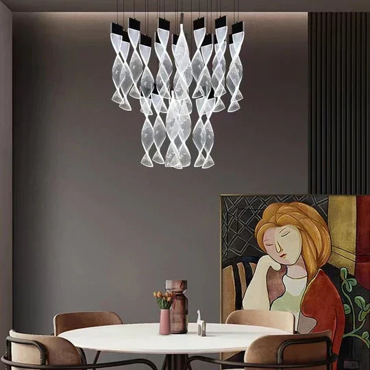 Extra Large Acrylic Spiral Dna Chandelier for High-Ceiling Room