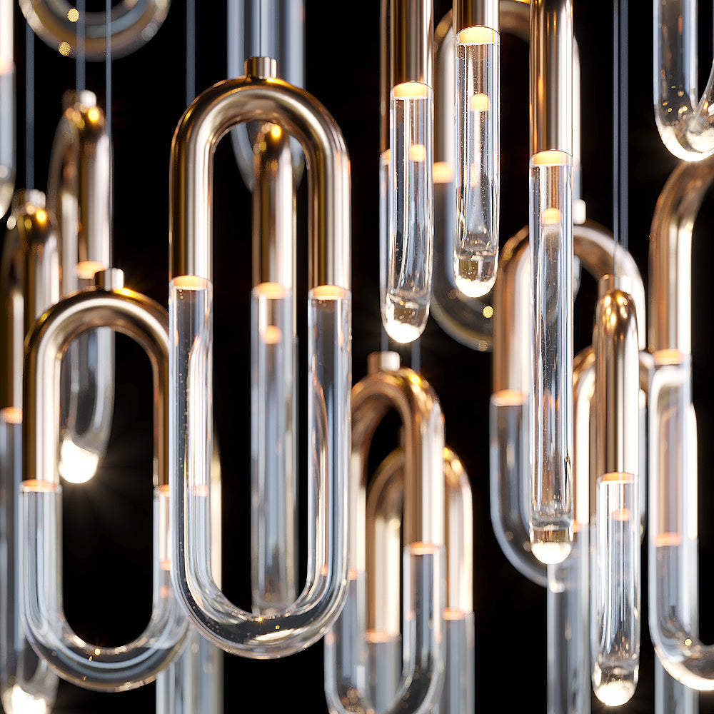 Orlisse Gold Glass Loop Cluster Chandelier