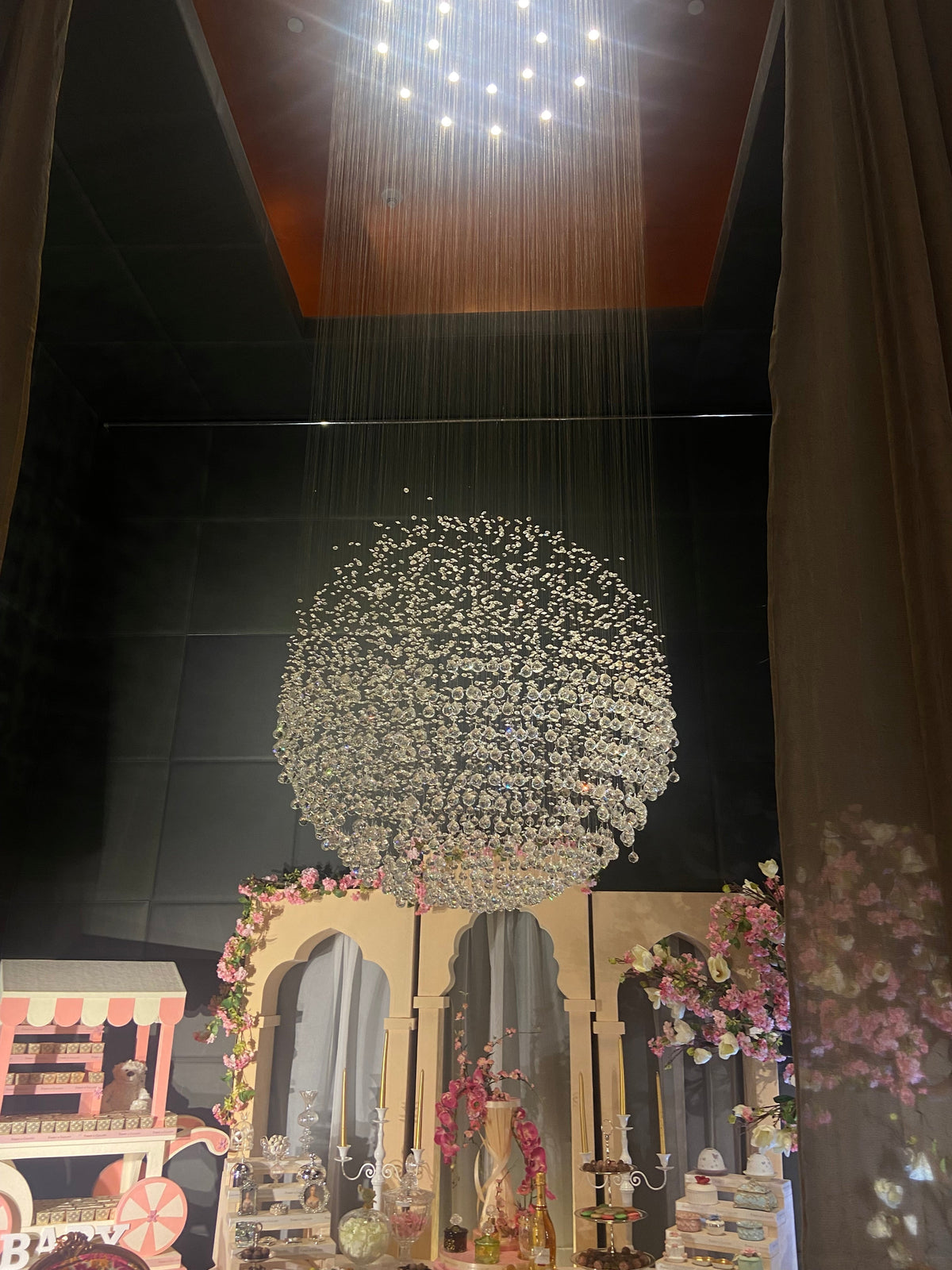 Modern Crystal Ball Raindrop Chandelier with Metal Finish for Living Room, Staircase, Foyer