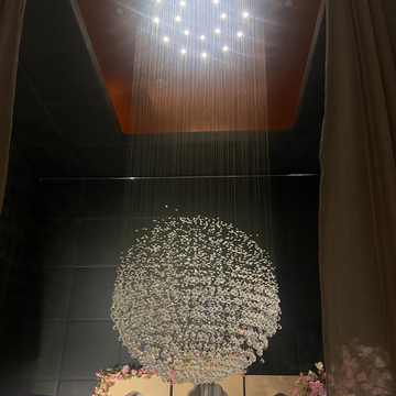 Modern Crystal Ball Raindrop Chandelier with Metal Finish for Living Room, Staircase, Foyer