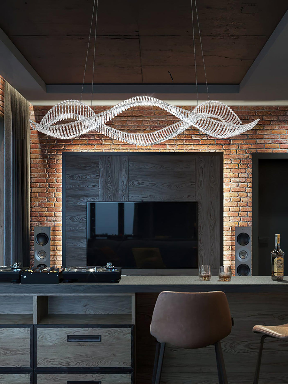 Modern Wavy Crystal Chandelier for Dining Room / kitchen Island