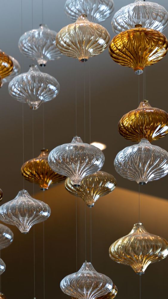 Custom Glass Lantern Floating Chandelier with Artistic Design for Staircase Foyer Villa Living Room