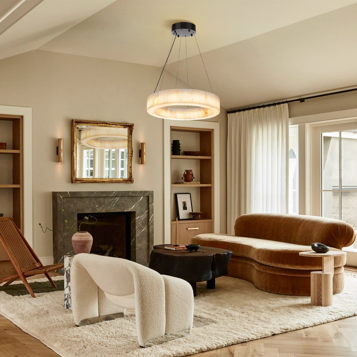 Art Alabaster Ring Chandelier for Living Room / bedroom