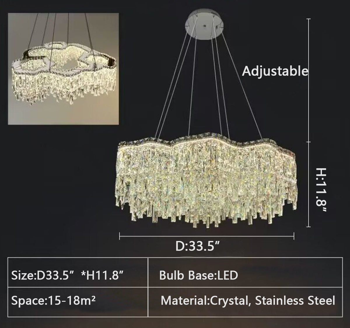 Modern Luxury Irregular Round / oval Crystal Chandelier Set for Bedroom / living Room / dining Room