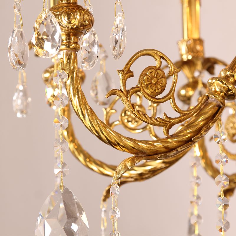 27X30 Inch 6 Lights Small Traditional Brass and Crystal Chandelier for Kitchen