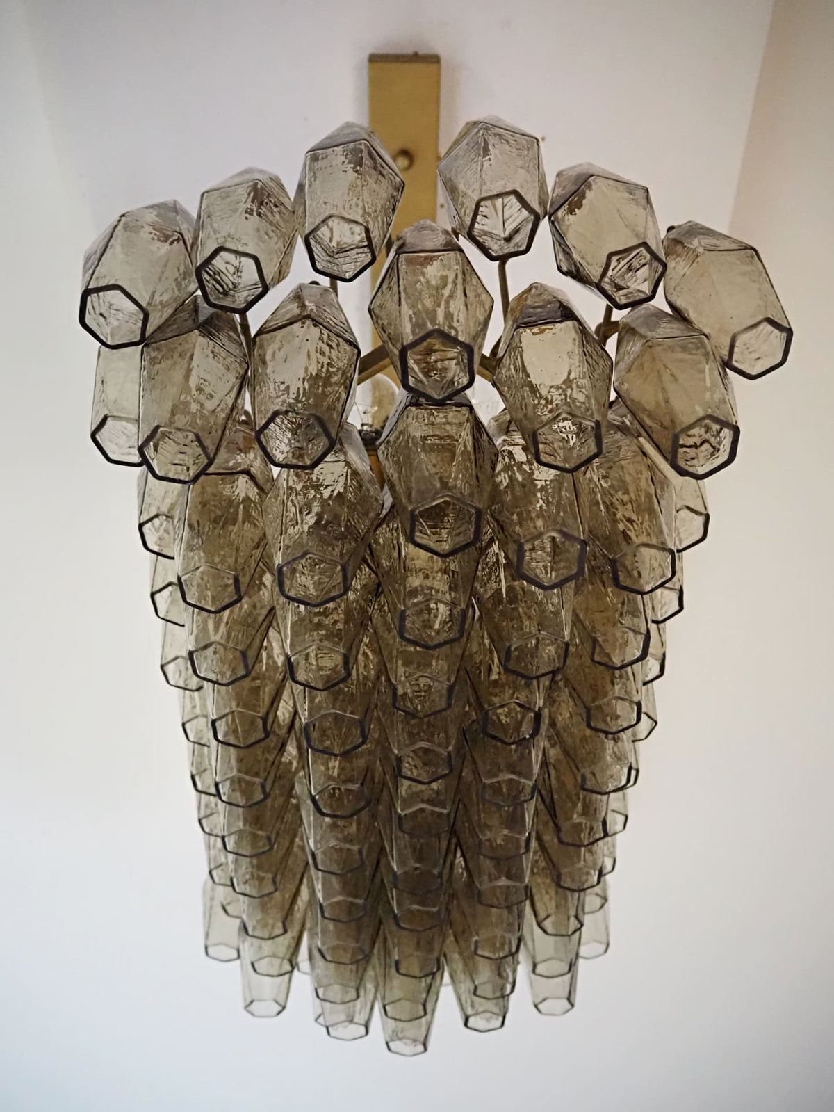 Murano Chandelier – Poliedri – 84 Glasses – Smoked