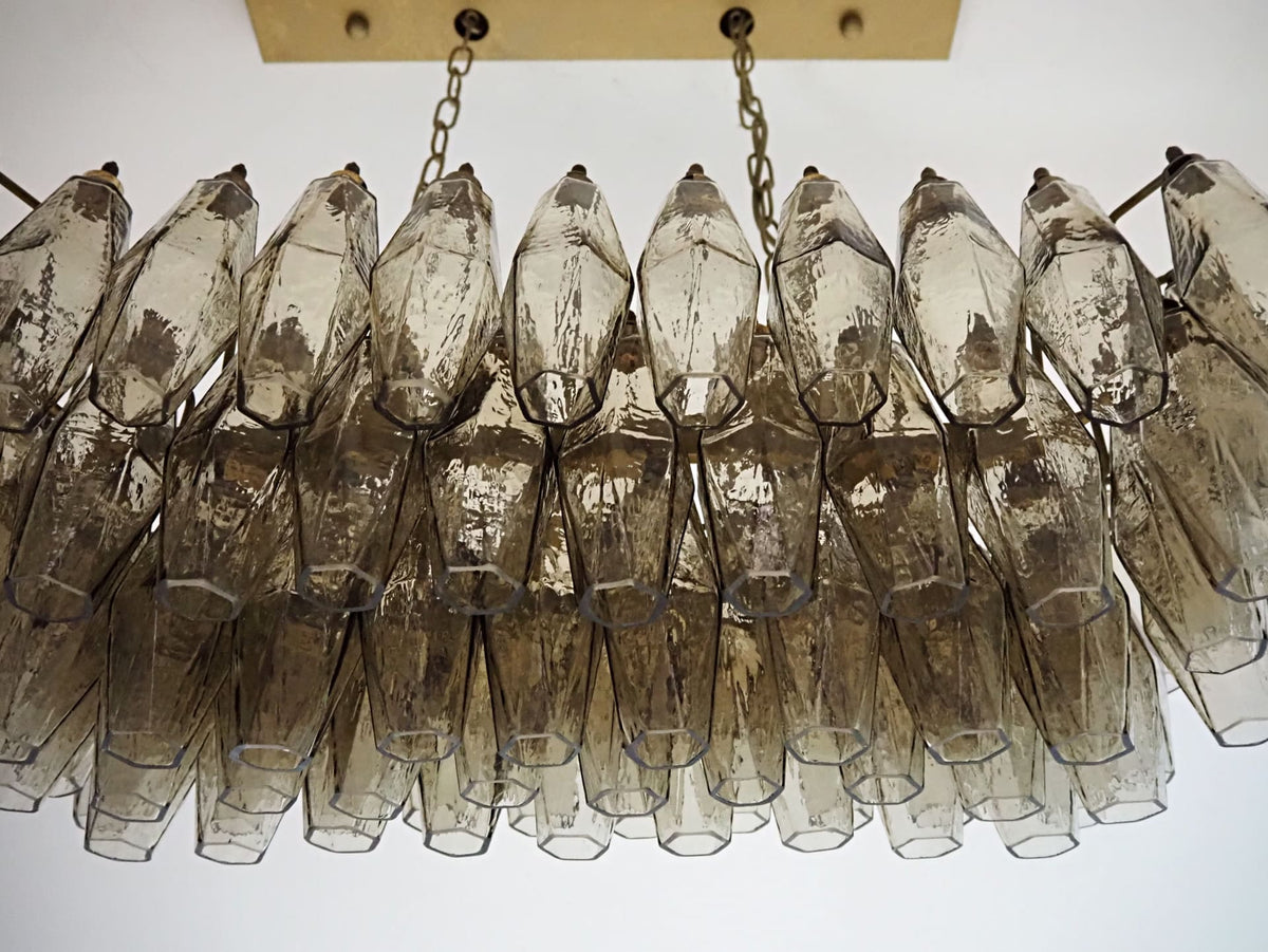 Murano Chandelier – Poliedri – 84 Glasses – Smoked