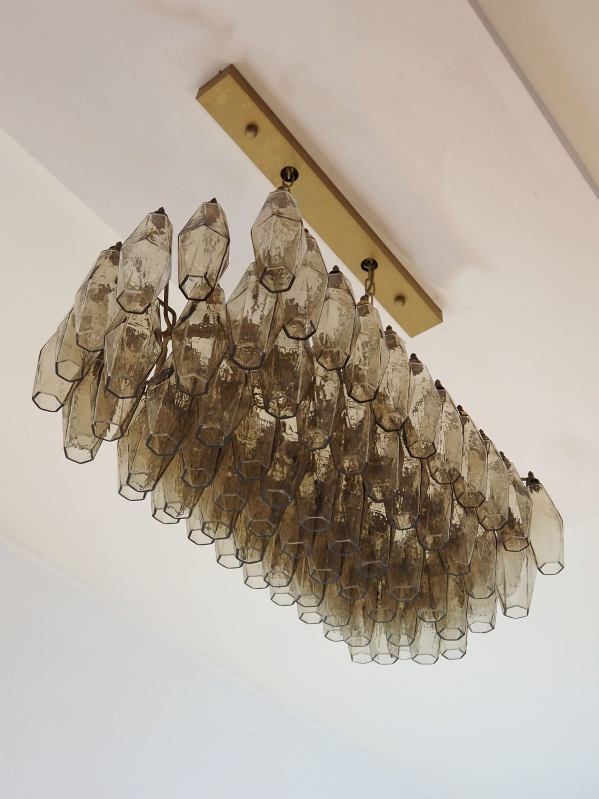 Murano Chandelier – Poliedri – 84 Glasses – Smoked