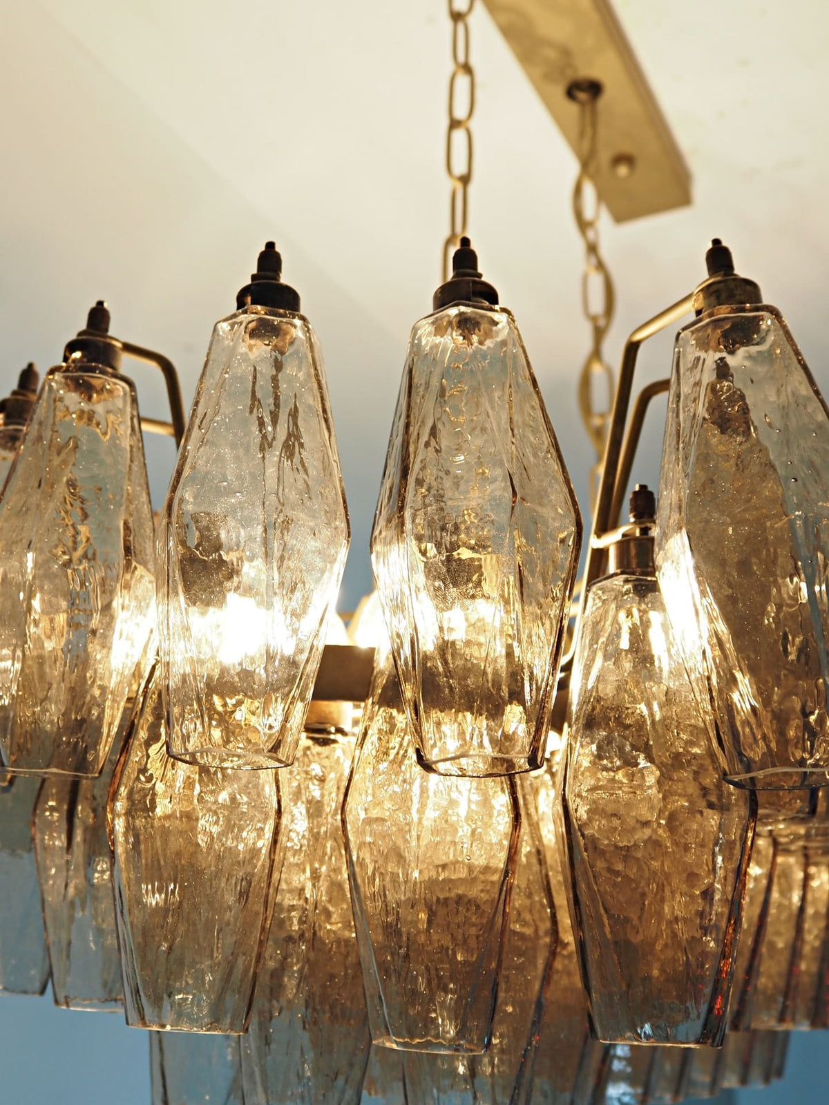 Murano Chandelier – Poliedri – 84 Glasses – Smoked