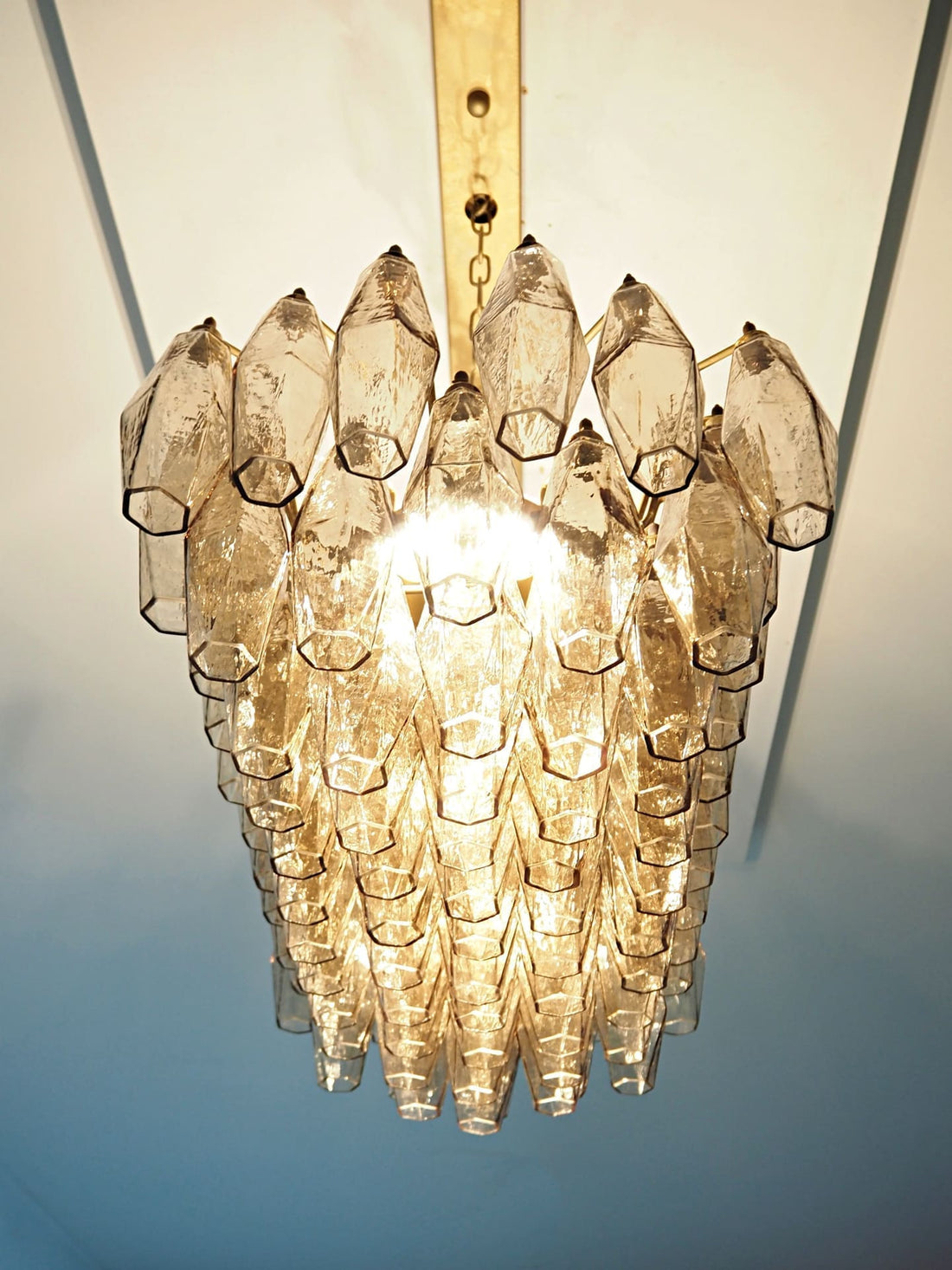 Murano Chandelier – Poliedri – 84 Glasses – Smoked