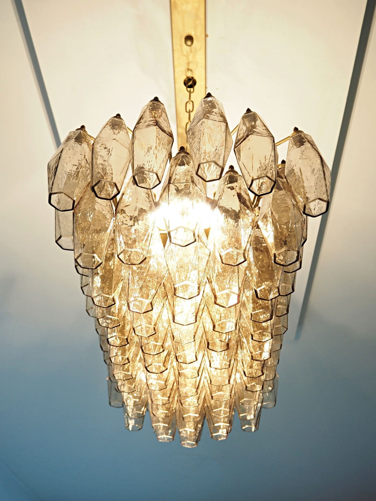 Murano Chandelier – Poliedri – 84 Glasses – Smoked