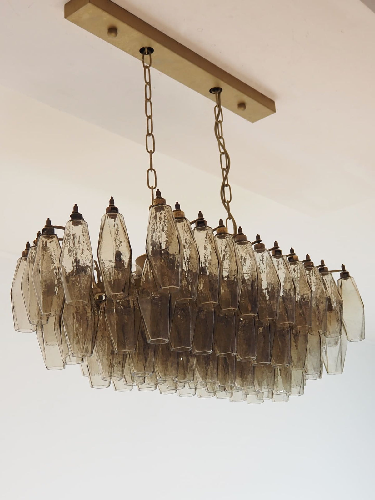 Murano Chandelier – Poliedri – 84 Glasses – Smoked