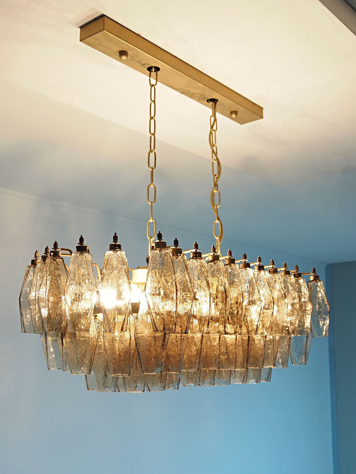 Murano Chandelier – Poliedri – 84 Glasses – Smoked