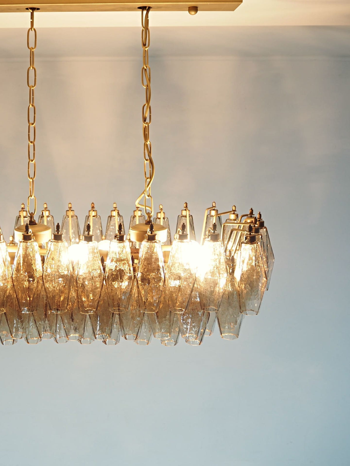 Murano Chandelier – Poliedri – 84 Glasses – Smoked