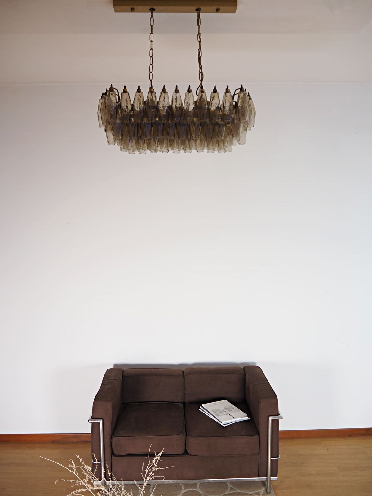 Murano Chandelier – Poliedri – 84 Glasses – Smoked