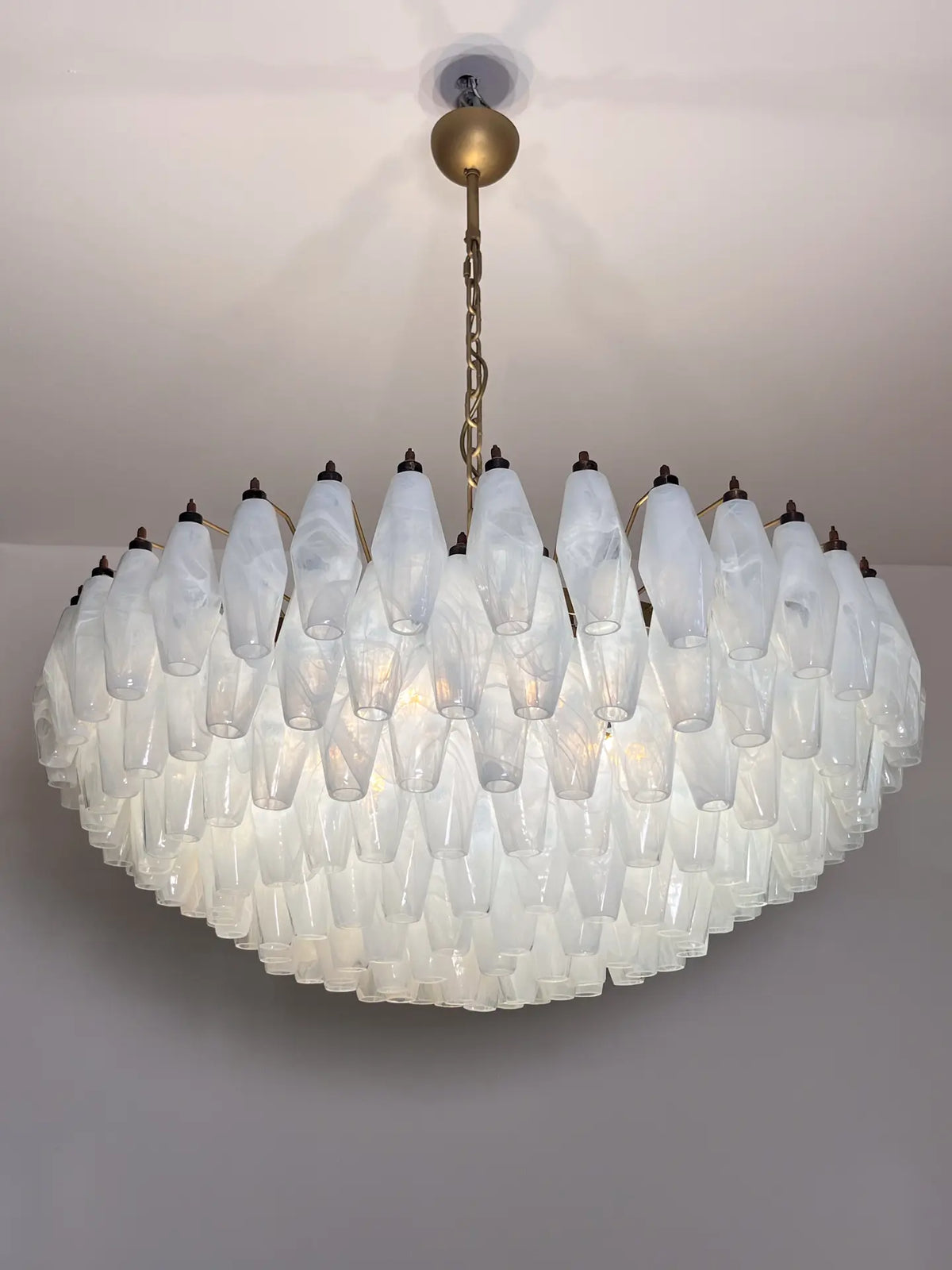 Murano Chandelier – Poliedri – 185 Glass – White Alabaster