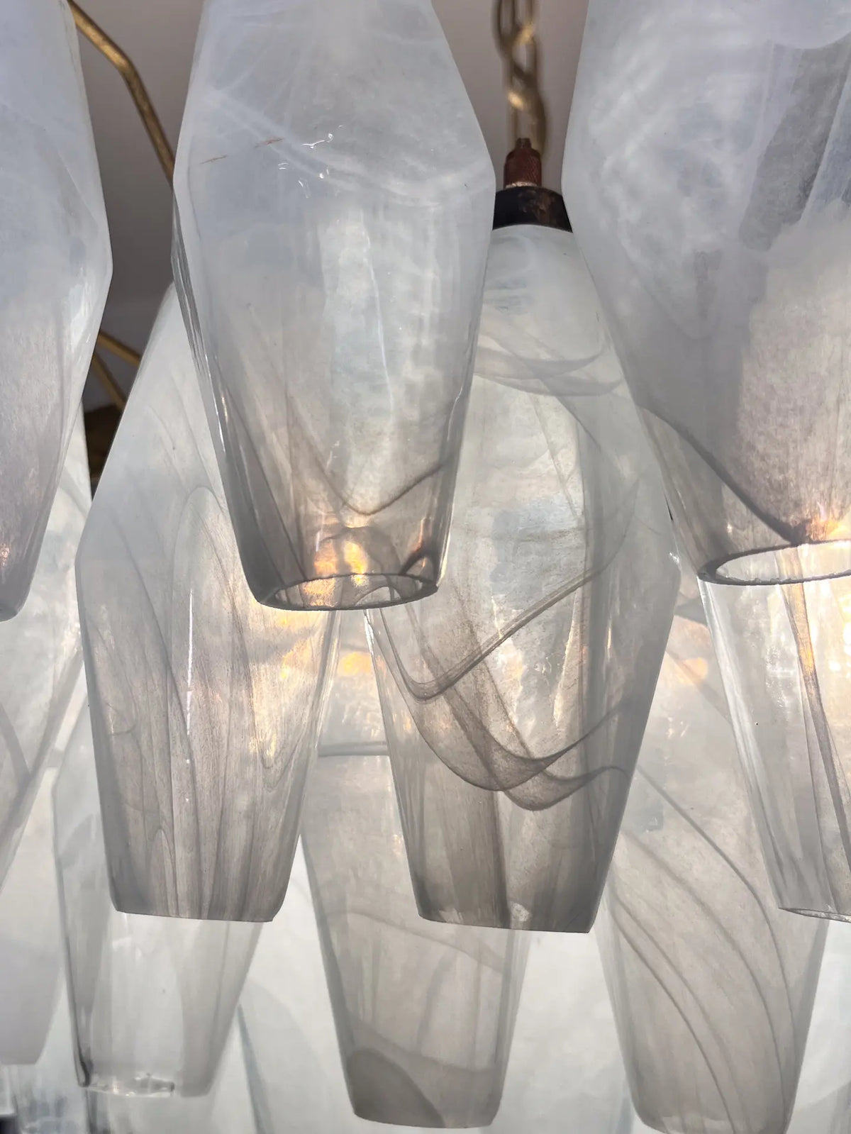 Murano Chandelier – Poliedri – 185 Glass – White Alabaster