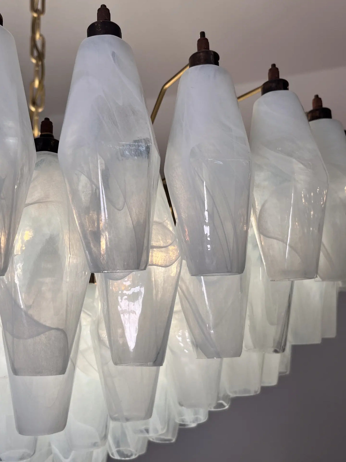 Murano Chandelier – Poliedri – 185 Glass – White Alabaster