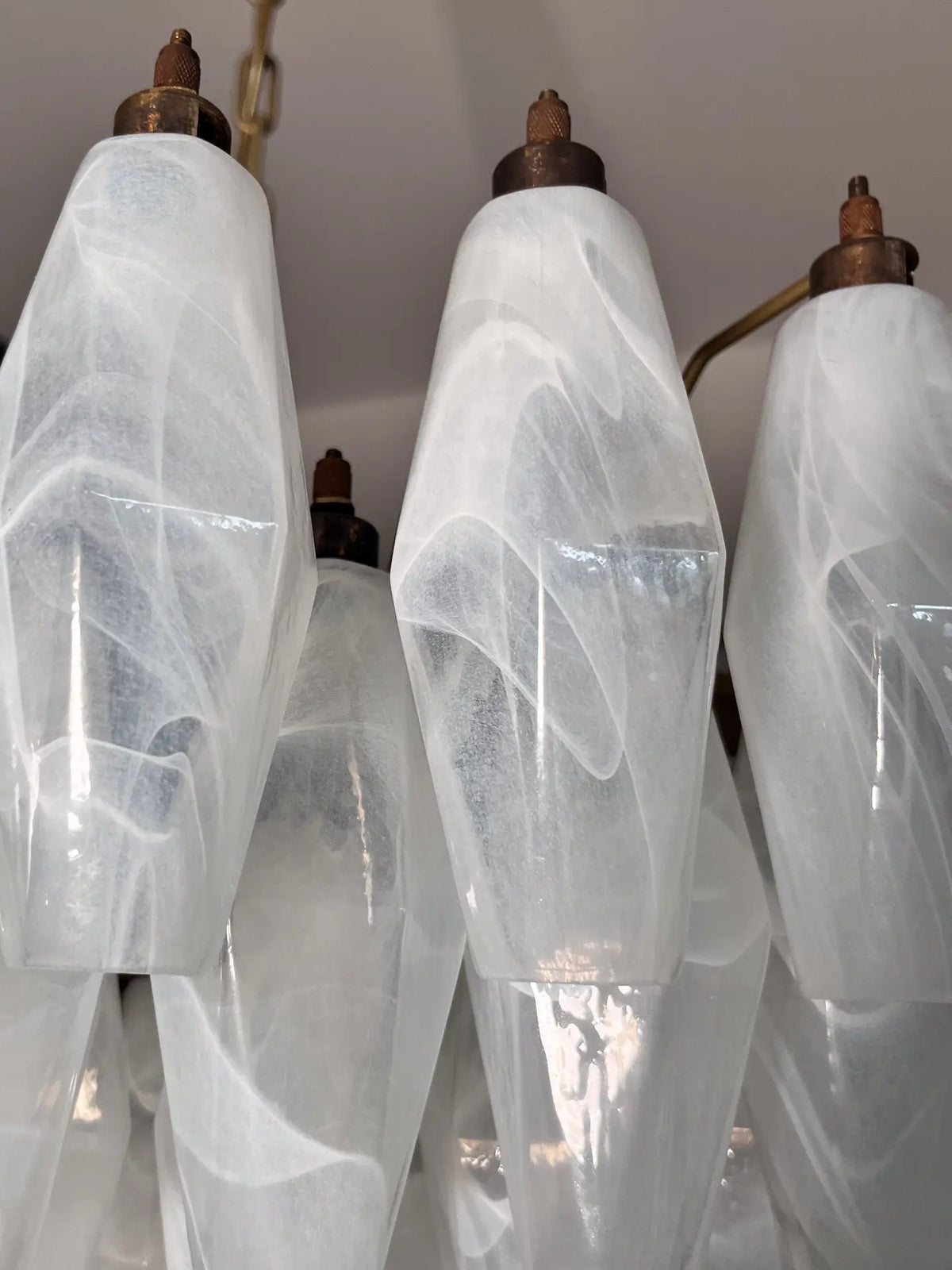Murano Chandelier – Poliedri – 185 Glass – White Alabaster