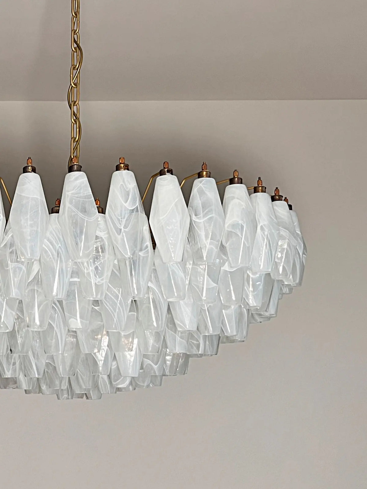 Murano Chandelier – Poliedri – 185 Glass – White Alabaster