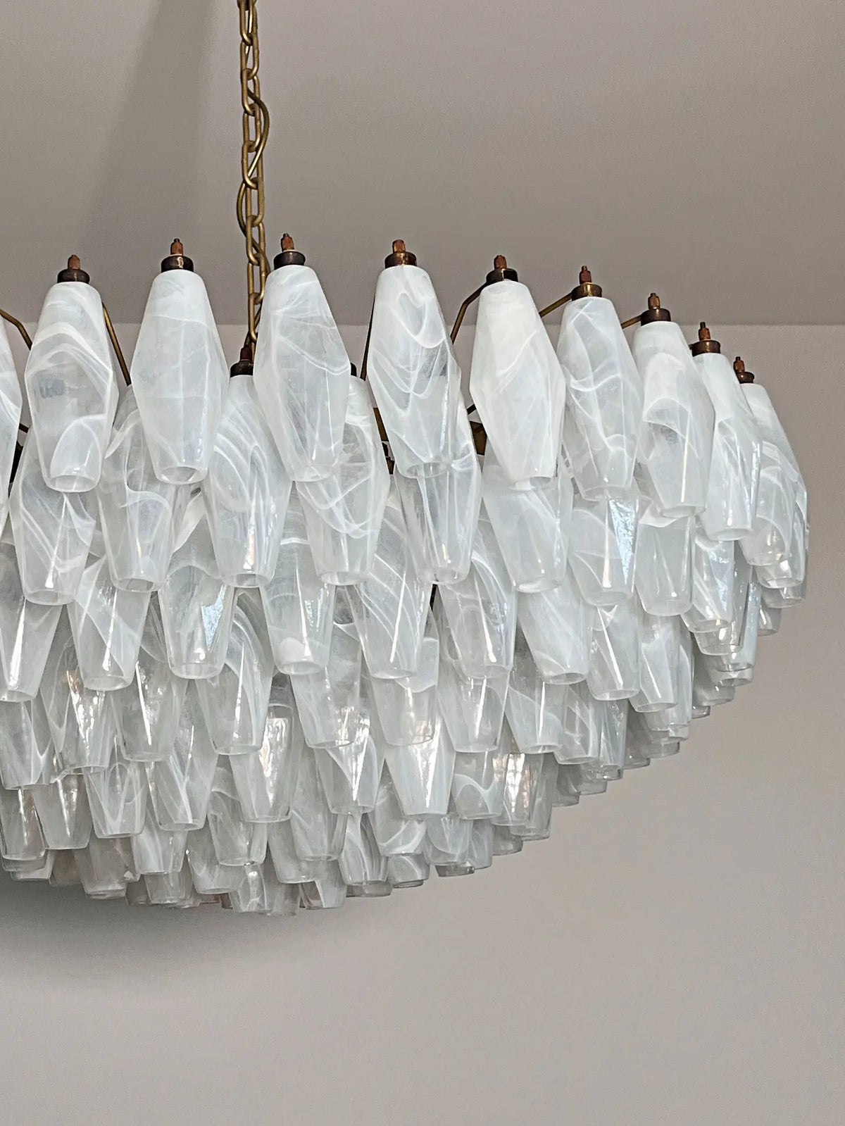 Murano Chandelier – Poliedri – 185 Glass – White Alabaster