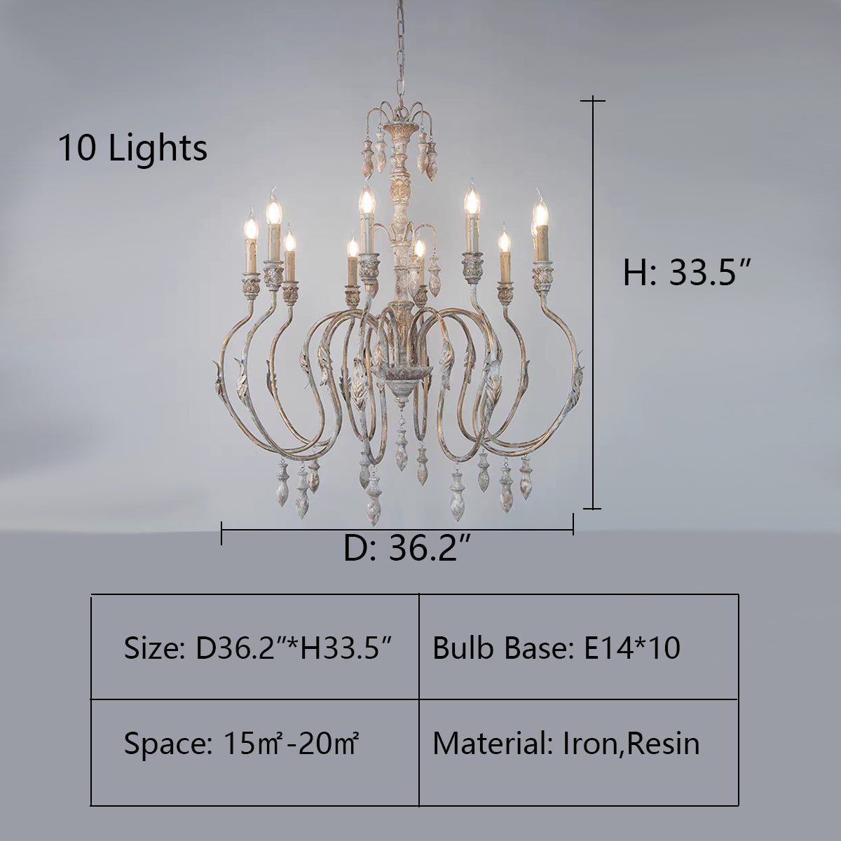 French Vintage Candle Chandelier for Living Room / bedroom