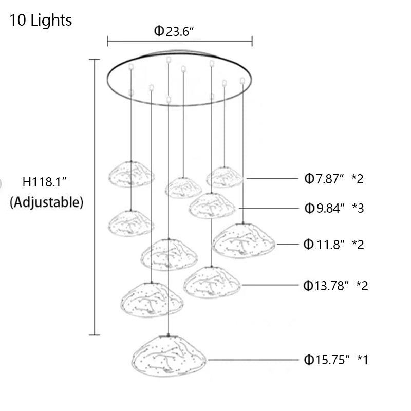 Extra Large Nordic Minimalist Glass Cloud Decorative Chandelier for Stairs / living Room / high-Ceiling Room