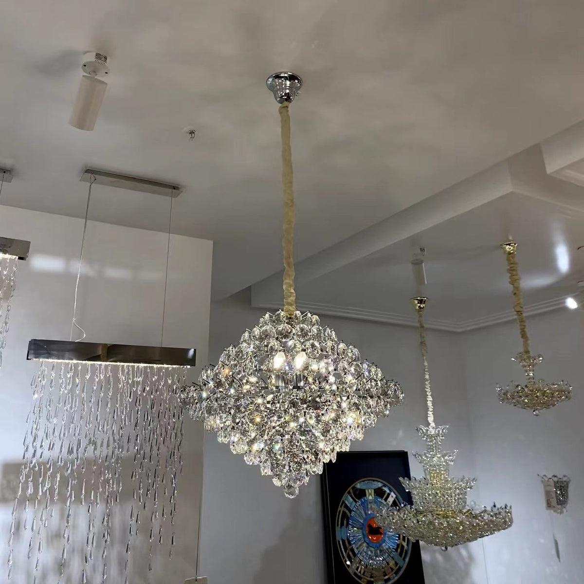 Aesthetic Luxury Conical Crystal Chandelier for Living / dinning Room / foyer / hallway / staircase