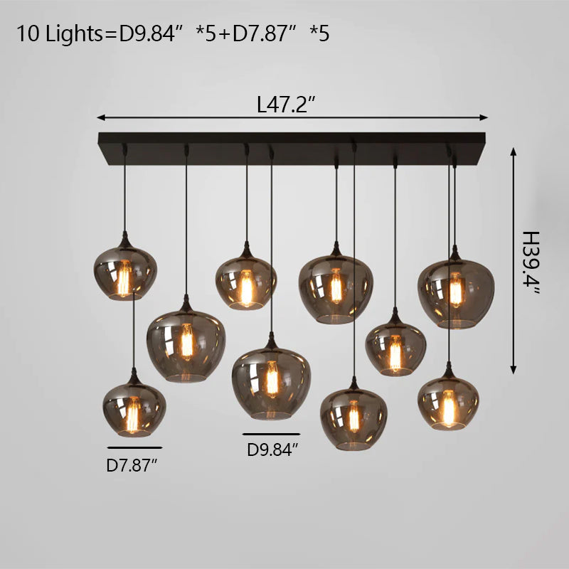 Modern Smoke Gray Glass Lamp Designer Chandelier for Cafe / kitchen Island / dining Room Style B