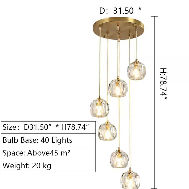 Sputnik K9 Crystal Chandelier Entryway Pure Copper Ceiling Light Foyer Hall Brass Lighting