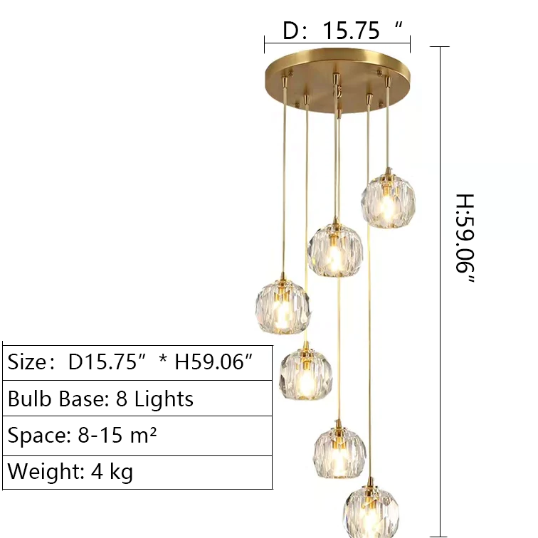 Sputnik K9 Crystal Chandelier Entryway Pure Copper Ceiling Light Foyer Hall Brass Lighting