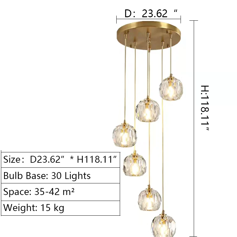 Sputnik K9 Crystal Chandelier Entryway Pure Copper Ceiling Light Foyer Hall Brass Lighting