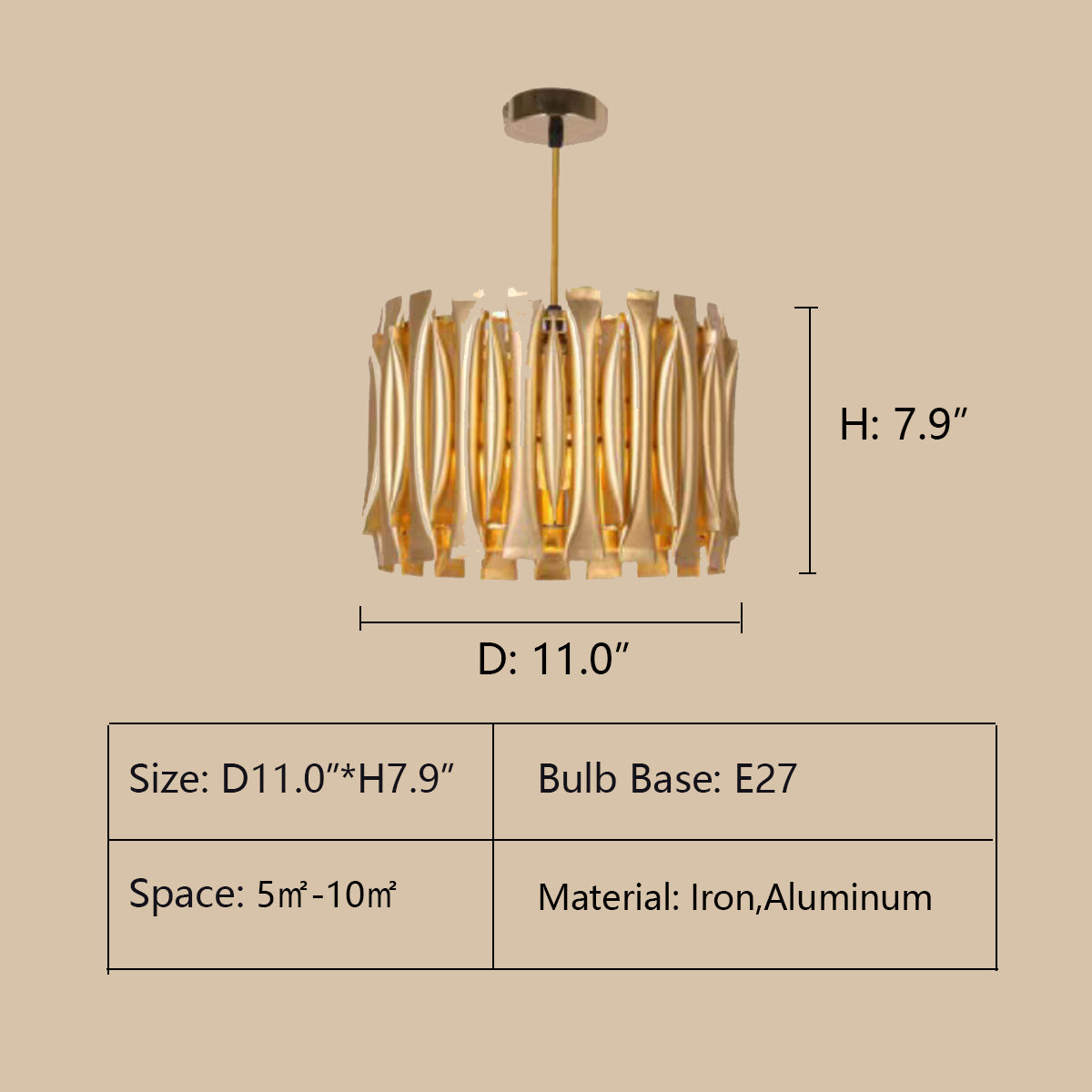 Post-Modern Light Luxury Aluminum Hollow Round Gold Chandelier for Living / dining Room / bar