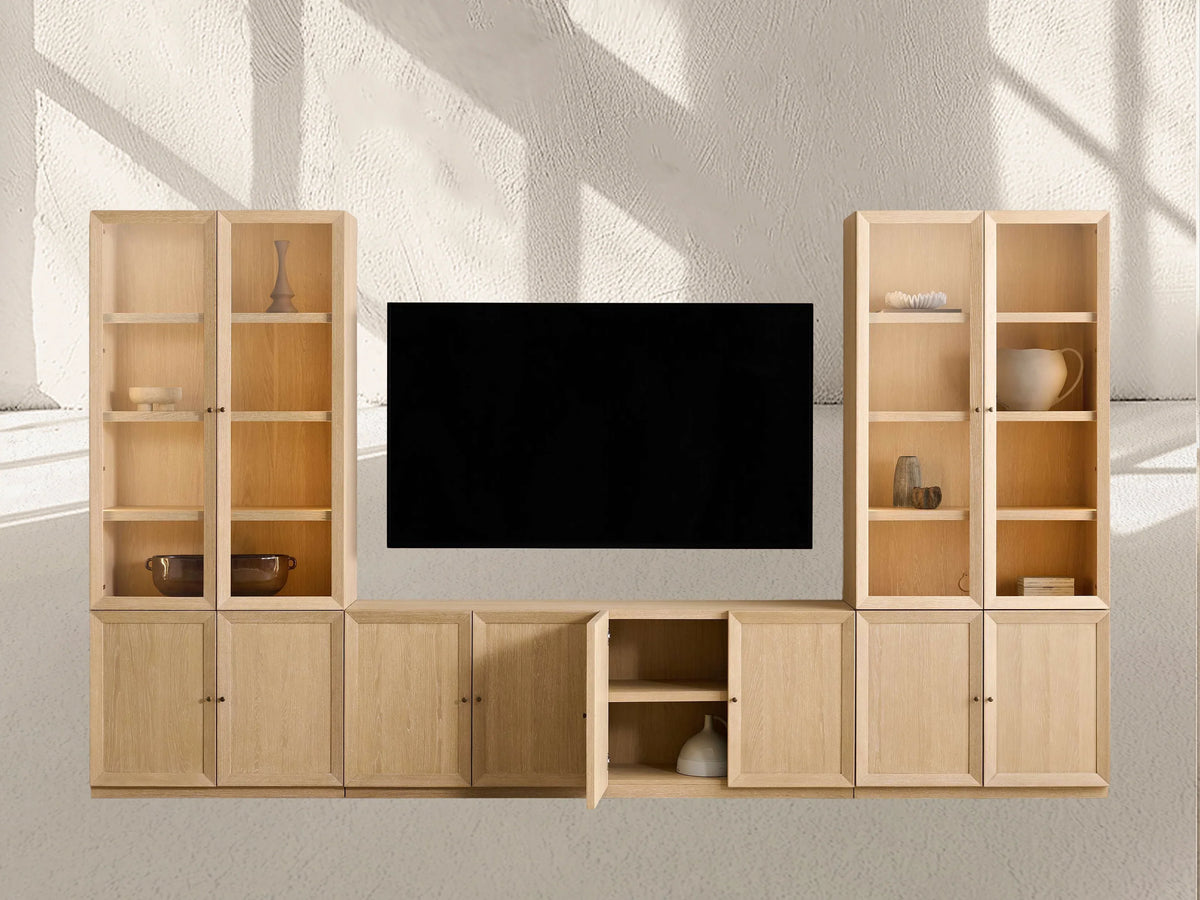 Nason Modular Glass Media Cabinet Set