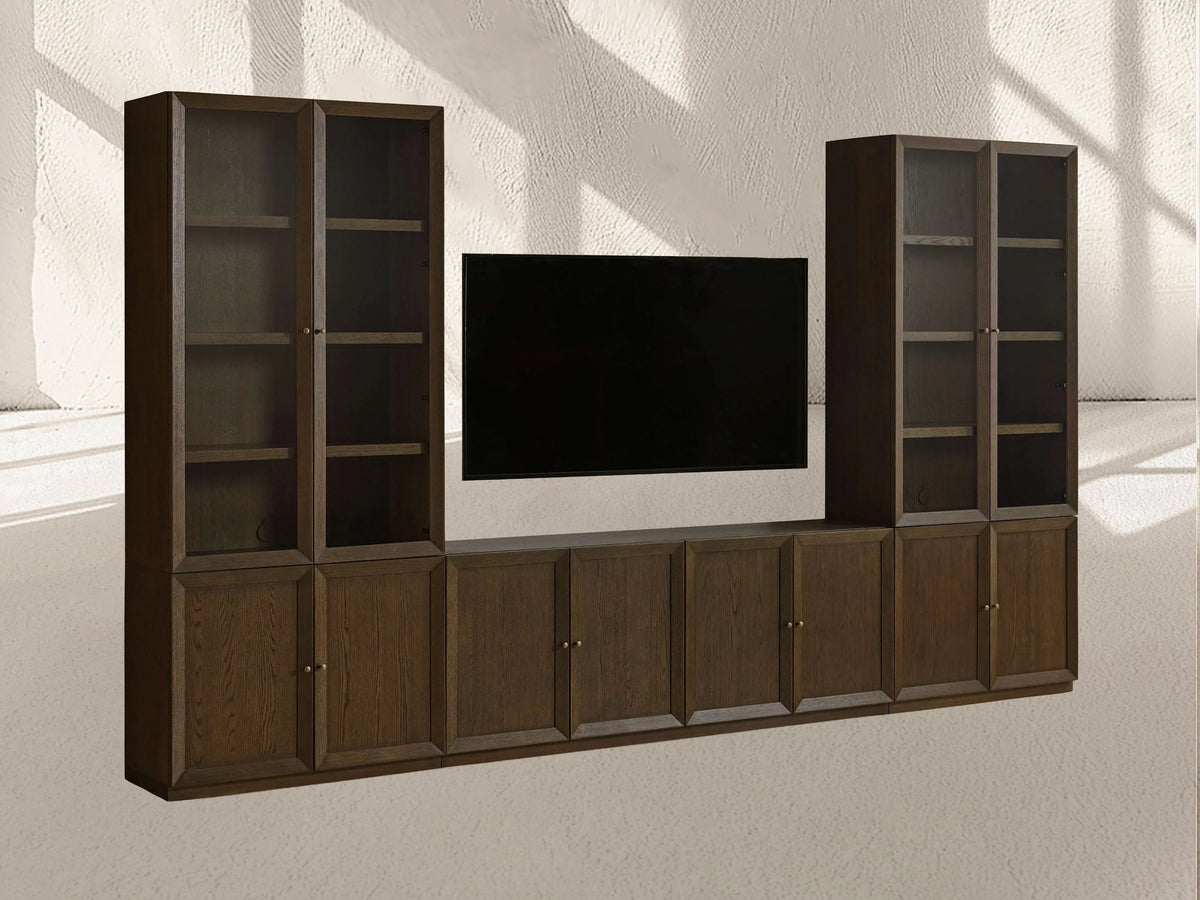 Nason Modular Glass Media Cabinet Set